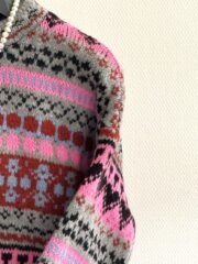 Oversized Gebreide Trui met Roze en Grijze Patronen - Afbeelding 2