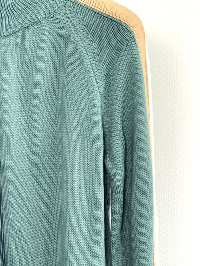 Sportieve Elegantie Gebreid Set – Groen & Beige Details - Afbeelding 5