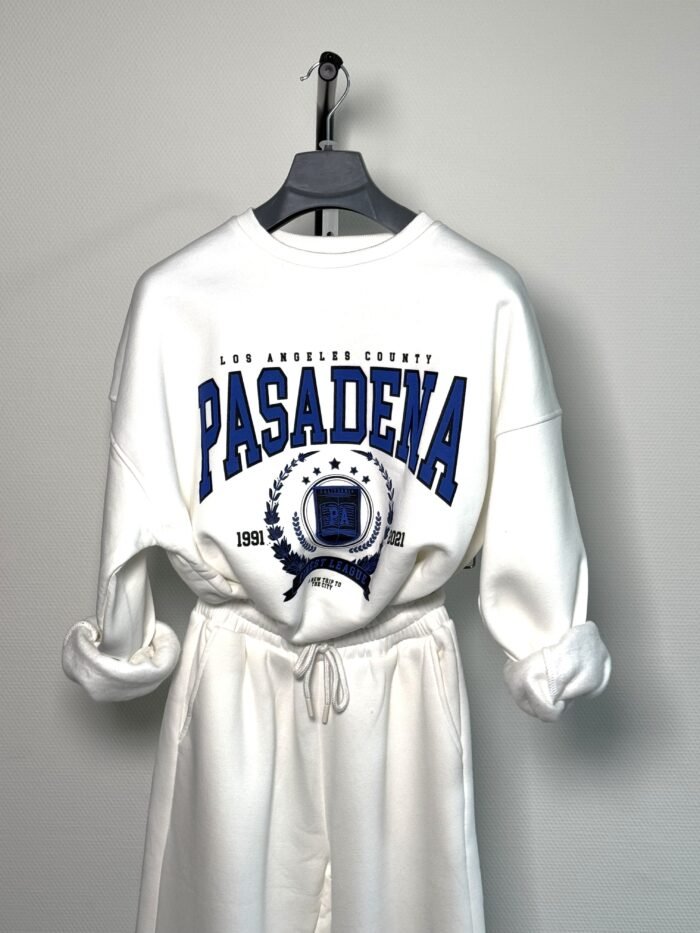 Witte Pasadena Print Oversized Sweatshirt & Jogger Set - Afbeelding 2