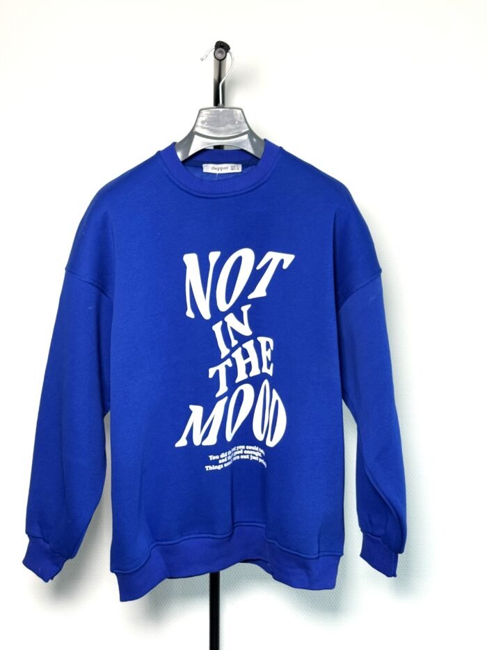 Kobaltblauwe "Not in the Mood" Oversized Sweatshirt - Afbeelding 3