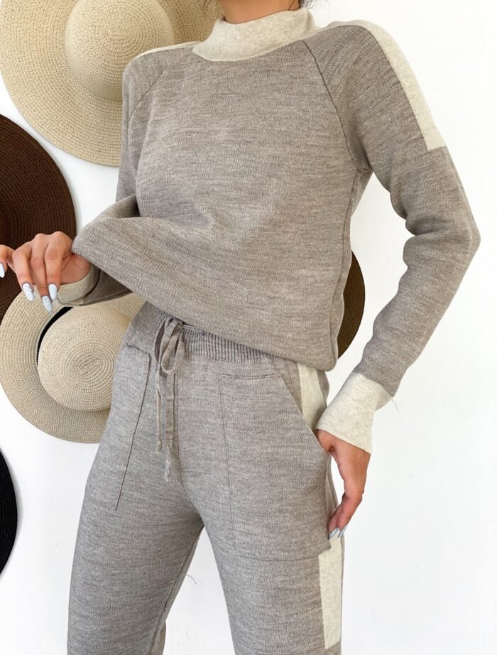 Stijlvolle Gebreide Set – Beige & Crème - Afbeelding 2