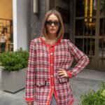 Chique lange cardigan in rood ruitpatroon