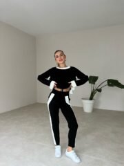 Zwart-Wit Gebreid Set - Afbeelding 2