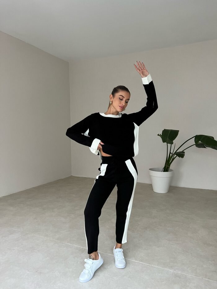 Zwart-Wit Gebreid Set - Afbeelding 4