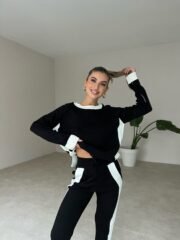 Zwart-Wit Gebreid Set - Afbeelding 5