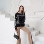 Trendy flared broek met hoge taille