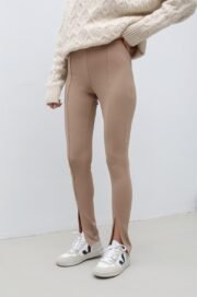 Comfortabele stretchbroek met hoge taille en splitdetail - Afbeelding 2