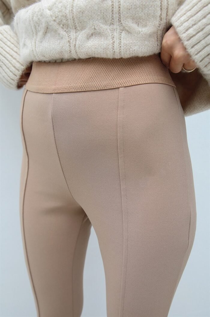 Comfortabele stretchbroek met hoge taille en splitdetail - Afbeelding 3