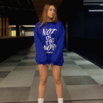 Kobaltblauwe "Not in the Mood" Oversized Sweatshirt