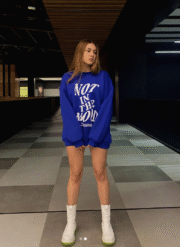 Kobaltblauwe "Not in the Mood" Oversized Sweatshirt