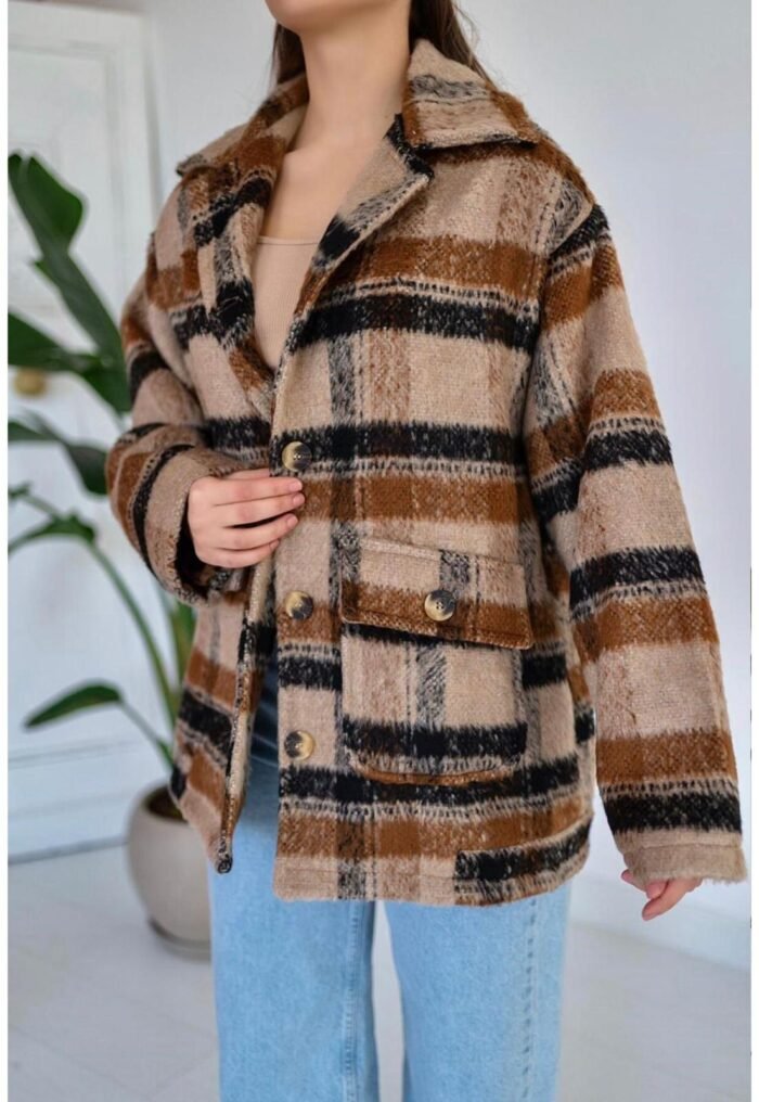 Bruine geruite jas - Afbeelding 2