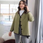 Trendy quilted jas met zwarte details