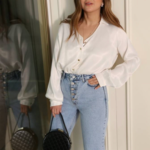 Chique V-hals blouse in satijnlook