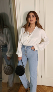 Chique V-hals blouse in satijnlook