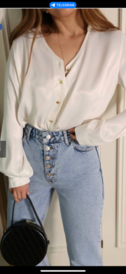 Chique V-hals blouse in satijnlook - Afbeelding 3