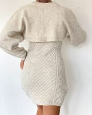 Elegante Gebreide Jurk Set – Crème - Afbeelding 4