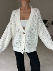 Comfortabele Oversized Witte Cardigan – Voor Elke Gelegenheid - Afbeelding 2