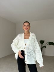 Comfortabele Oversized Witte Cardigan – Voor Elke Gelegenheid