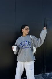 Grijze "Chicago Athletic Department" Oversized Sweatshirt