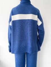 Blauwe Gebreide Twinset (Coltrui & Wijde Broek) - Afbeelding 5