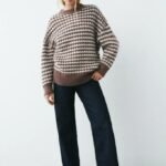Gebreide Trui met Bruin-Witte Strepen