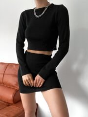 Elegante Gebreide Set – Zwart