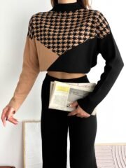 Sophisticated Gebreid Set – Beige & Zwart - Afbeelding 2