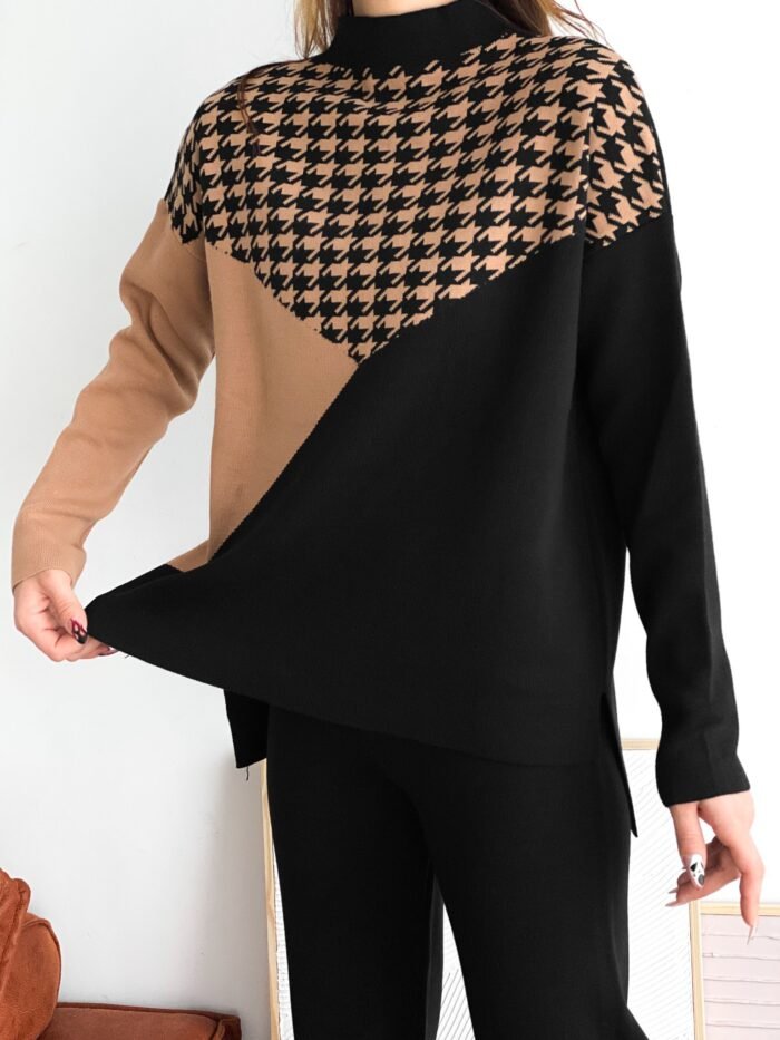 Sophisticated Gebreid Set – Beige & Zwart - Afbeelding 3