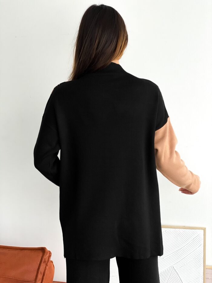 Sophisticated Gebreid Set – Beige & Zwart - Afbeelding 4