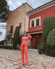 Jumpsuit met Bloemenprint in Roze-Rood