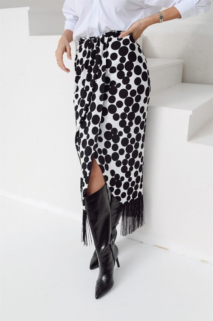 Stijlvolle rok met polkadot en franjes - Afbeelding 2
