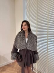 Chique Jas met Luxe Faux Fur Kraag en Manchetten - Afbeelding 2