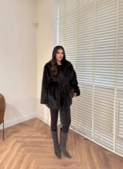 Luxe Donkerbruine Nepbontjas met Riem