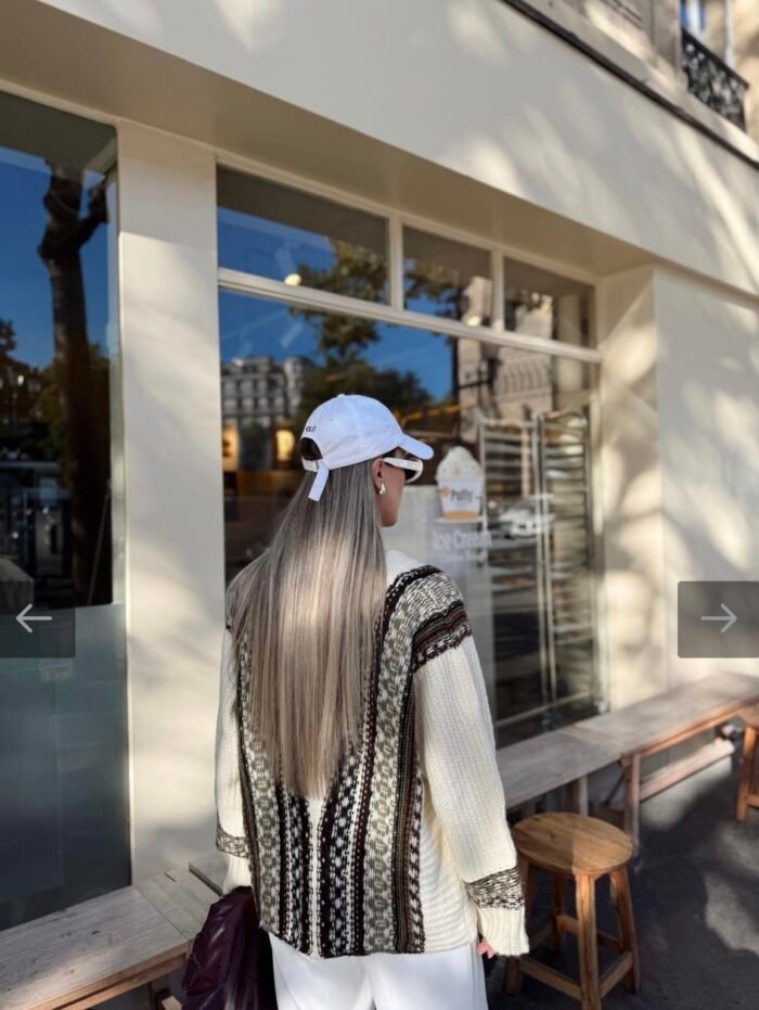 Gebreide Dames Cardigan – Crème & Bruin - Afbeelding 5