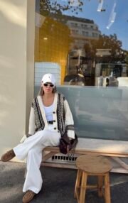 Gebreide Dames Cardigan – Crème & Bruin - Afbeelding 3