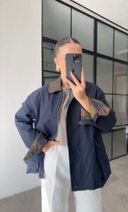 Jas met Geruite Voering – Navy