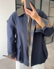 Jas met Geruite Voering – Navy - Afbeelding 2