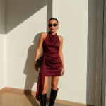 Elegante Satijnen Jurk in Diep Bourgondisch Rood