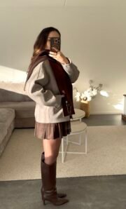 Jas met Sjaaldetail Beige & Bruin