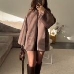 Zachte stof jas met riem