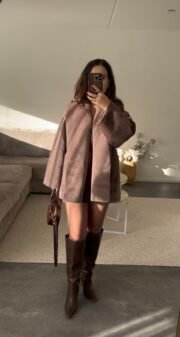 Zachte stof jas met riem