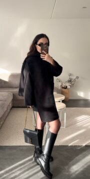 Zwarte jas met sjaal - Afbeelding 6